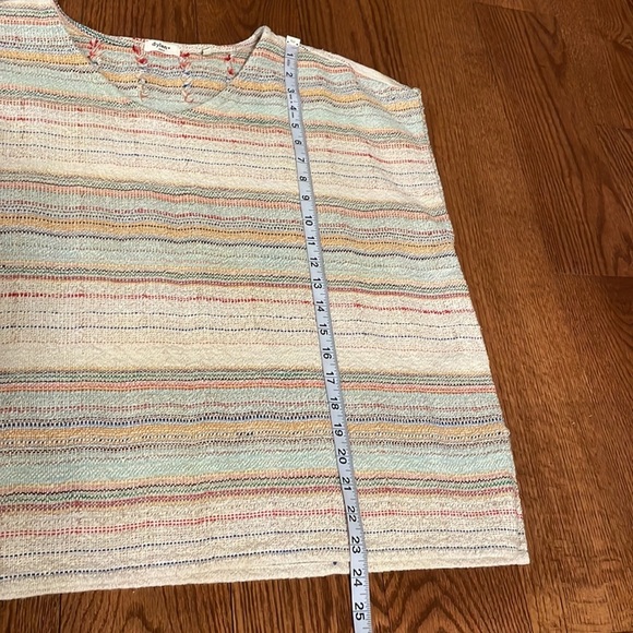 DYLAN multicolor textured knit pullover poncho top OVERDIZED V neck drop S/S SM - Picture 12 of 17